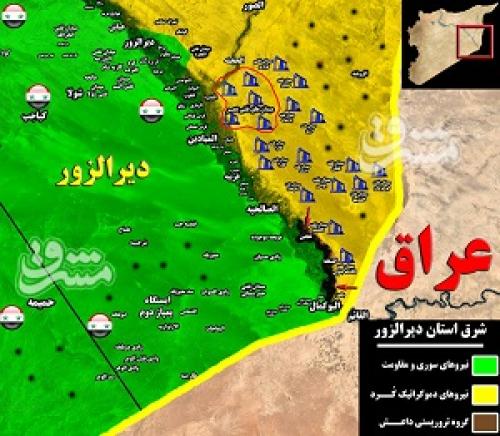 مقاومت هم جانبه ته‌مانده‌های داعش برای حفظ آخرین منطقه تحت اشغال در شرق سوریه/ پیشروی شبه نظامیان کُرد در شرق رود فرات + نقشه میدانی