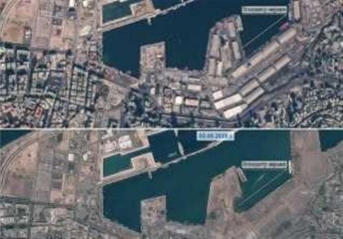 تصویر ماهواره روسیه از قبل و بعد از انفجار بیروت