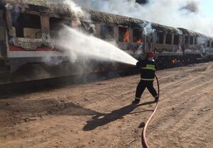  آتش سوزی در قطار مسافری گرمسار-تهران +فیلم
