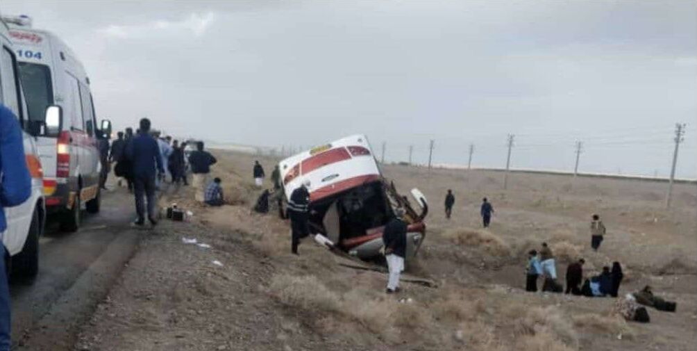 واژگونی اتوبوس در مسیر زاهدان -زابل ۹ مجروح برجا گذاشت