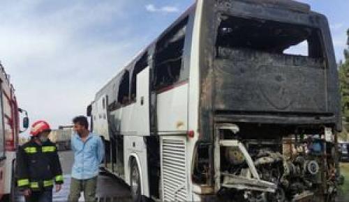  آتش‌سوزی اتوبوس حامل زائران اربعین
