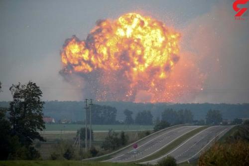  فیلم/ انفجار مهیب انبار مهمات ارتش اوکراین