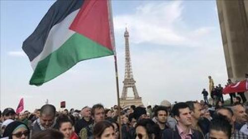 فیلم/ پرچم فلسطین در دستان معترضان فرانسه