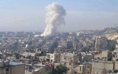 تصاویر اولیه از محل انفجار در غرب دمشق