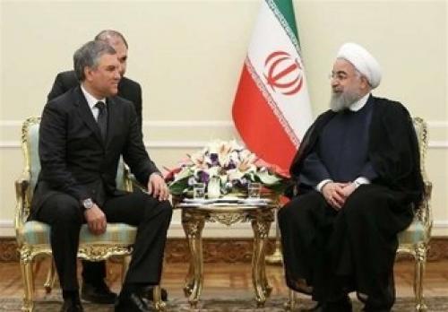دیدار رئیس دومای روسیه با حسن روحانی در تهران 