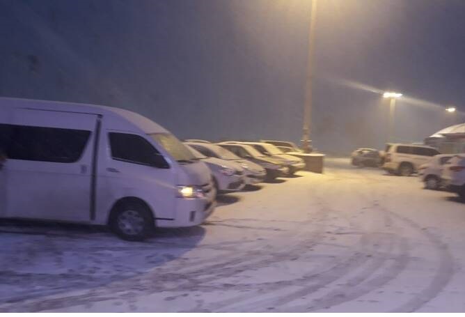 بارش برف سنگین در جاده چالوس +عکس 