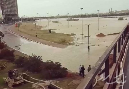  فیلم/ جاده ساحلی اهواز زیر آب رفت