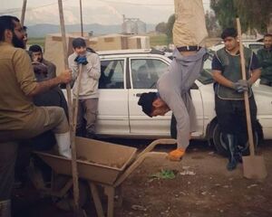 آمادگی جسمانی طلبه رزمی‌کار در مناطق سیل‌زده