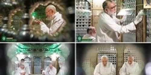 غبار‌روبی مضجع نورانی امام رضا(ع) توسط جمعی از مراجع تقلید