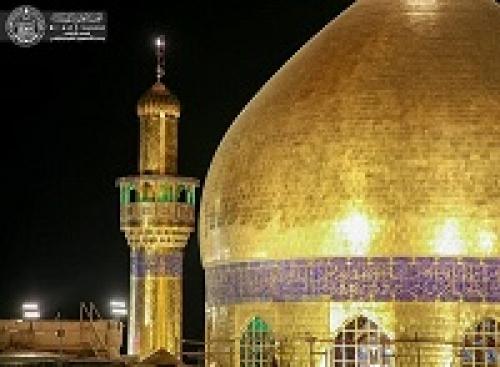 عکس/ترمیم گلدسته حرم امام علی(ع)
