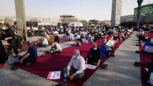 تجمع محکومیت اهانت به پیامبر اکرم (ص) در میدان امام حسین (ع) برگزار شد.