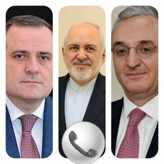 رایزنی ظریف با وزیران امور خارجه آذربایجان و ارمنستان 