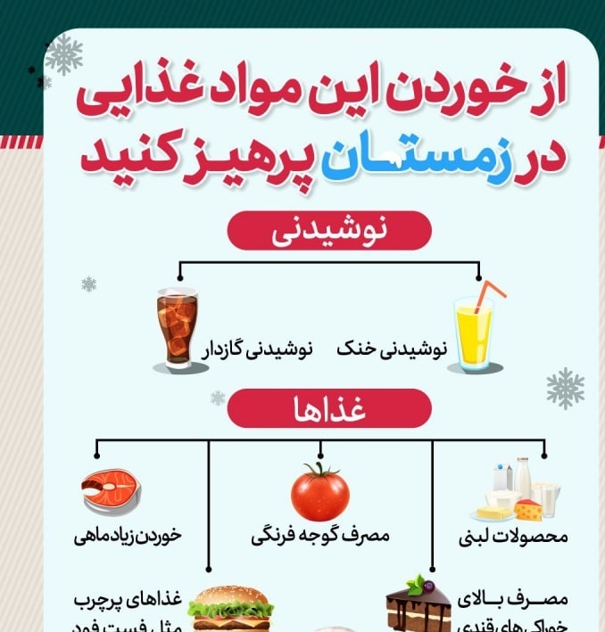 اینفوگرافیک/ غذا‌های ممنوعه در زمستان