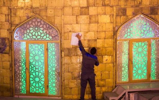 شست و شو گنبد حرم امام حسین(ع) 
