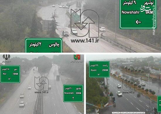 جاده های گیلان و مازندران بارانی 