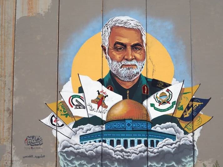 عکس/ نقاشی چهره حاج قاسم در مرز لبنان و فلسطین