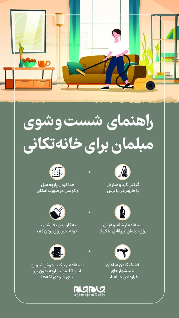 اینفوگرافیک/ شستوشوی مبلمان برای خانه تکانی اینفوگرافیک/ شستوشوی مبلمان برای خانه تکانی