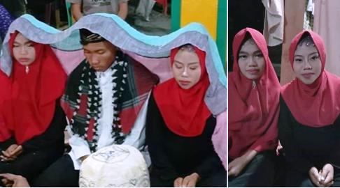  ازدواج همزمان پسر جوان با ۲ دوست دخترش! +عکس