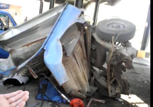 انفجار نیسان در پمپ گاز CNG /فیلم
