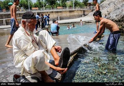 عکس/ آب تنی در چشمه علی 