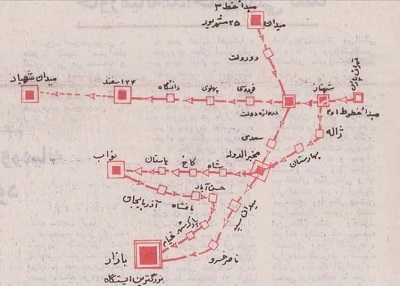 اولین نقشه متروی تهران در سال ۱۳۵۳ اولین نقشه متروی تهران در سال ۱۳۵۳