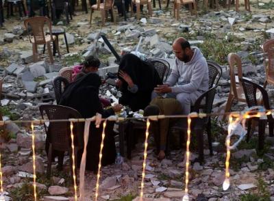 اولین افطاری فلسطینی‌ها در میان خرابه‌ها