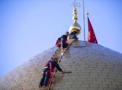 تطهیر گنبد مطهر حضرت اباالفضل(ع)