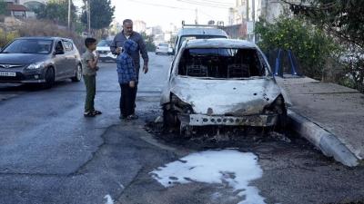 آتش زدن خودروهای فلسطینی‌ها توسط اسرائیلی‌ها/عکس
