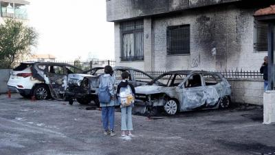 آتش زدن خودروهای فلسطینی‌ها توسط اسرائیلی‌ها/عکس