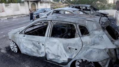 آتش زدن خودروهای فلسطینی‌ها توسط اسرائیلی‌ها/عکس