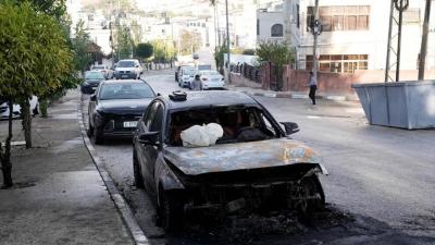 آتش زدن خودروهای فلسطینی‌ها توسط اسرائیلی‌ها/عکس