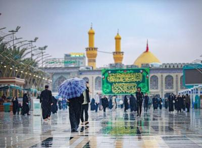 بارش زیبای باران در کربلای معلی 
