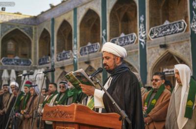 اهتزاز پرچم «ای فرزند کعبه» در حرم امام علی(ع) 