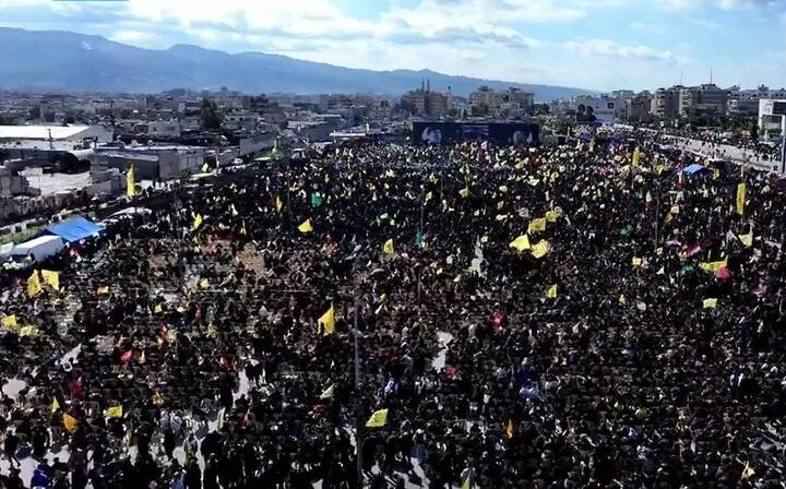  عکس/تصاویر هوایی از سیل جمعیت در مراسم تشییع شهید نصرالله