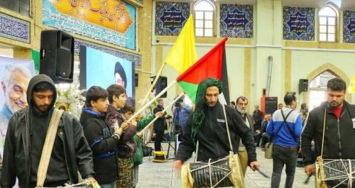 عکس/ همزمان با تشییع شهدا در لبنان؛ گرامیداشت شهید نصرالله در همدان