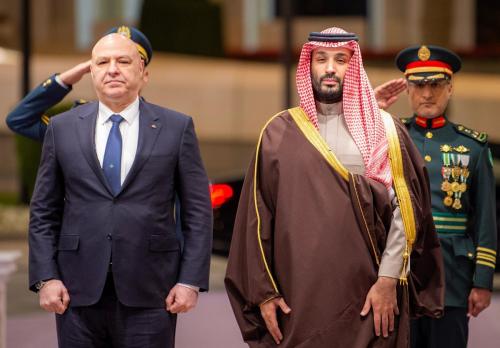 استقبال بن سلمان از عون در کاخ پادشاهی یمامه