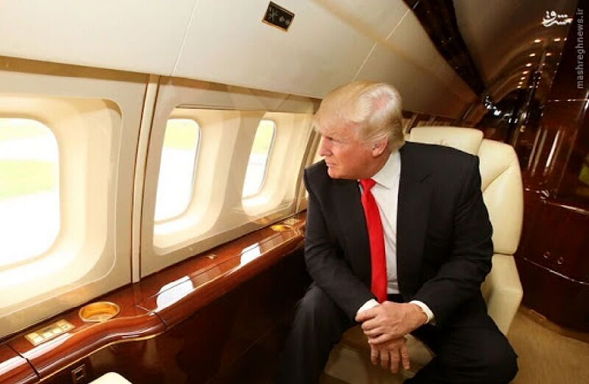 تکان‌های هواپیما نطق ترامپ را پاره کرد /فیلم