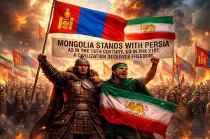  چنگیزخان مغول کنار پهلوی ایستاد