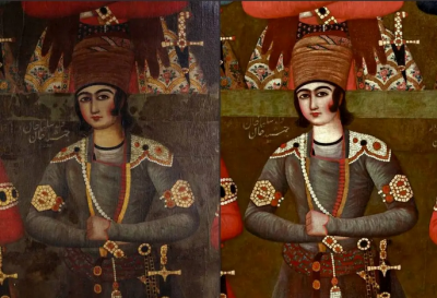 مرمت نقاشی تاریخی پسران فتحعلی شاه قاجار /عکس