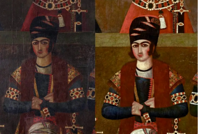 مرمت نقاشی تاریخی پسران فتحعلی شاه قاجار /عکس