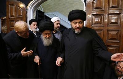 عکس/حضور مراجع و علما در بیت آیت الله موسوی 