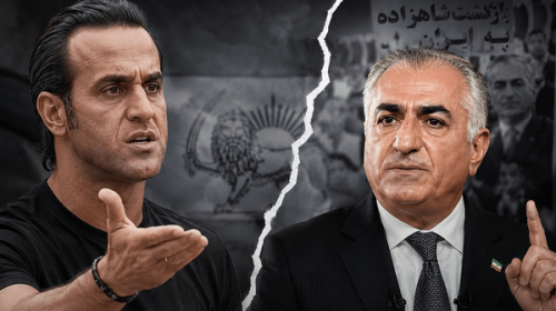 علی کریمی علیه رضا پهلوی و سلطنت‌طلبان شمشیر کشید