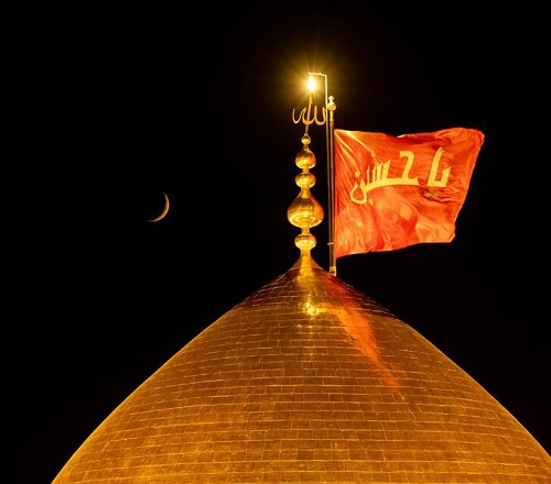 عکس/ هلال ماه ربیع الثانی بر فراز حرم سیدالشهدا