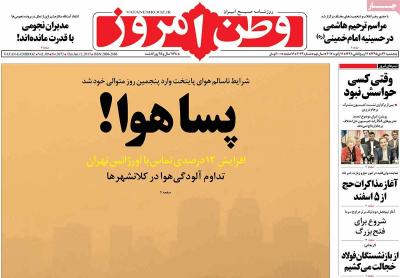صفحه اول روزنامه های صبح امروز / پنجشنبه 23 دي 