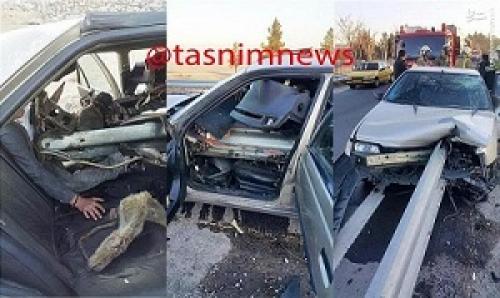 عکس/ برخورد خودرو پژو با گاردریل 