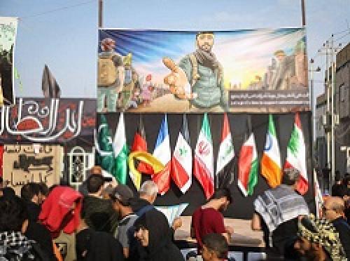 عکس/اهتزاز پرچم ها در طریق الحسین