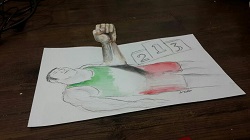 تصویر / نقاشی سه بعدی به افتخار کشتی گیر مان
