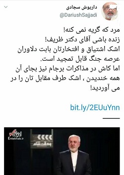کنایه داریوش سجادی به ظریف