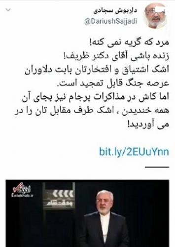 کنایه داریوش سجادی به ظریف